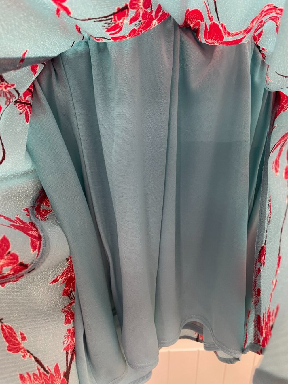 NEW Kiyonna Blue Floral Wrap Top – Plus Size 0X - Picture 5 of 7